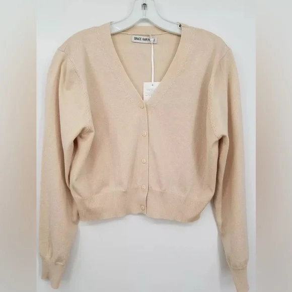 NEW [Grace Karin] Button-Up Cropped Long-Sleeved Cardigan Sweater Women’s Sz XL - Picture 8 of 16